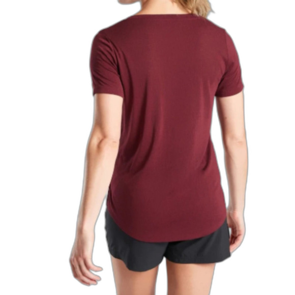 Athleta Breezy Scoop V-Neck Red Tee Women's XS Athleisure Activewear Performance - Picture 2 of 6
